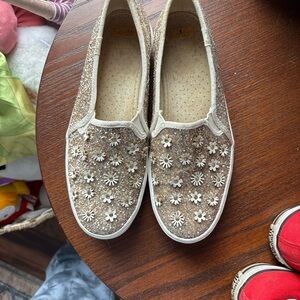 Kate Spade Gold Floral Platform Sneakers